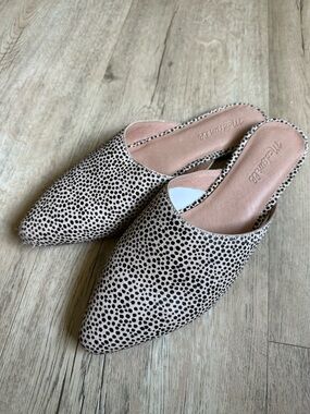 Madewell Cheetah Spotted Black and Tan Slip-On Mules- Size 9